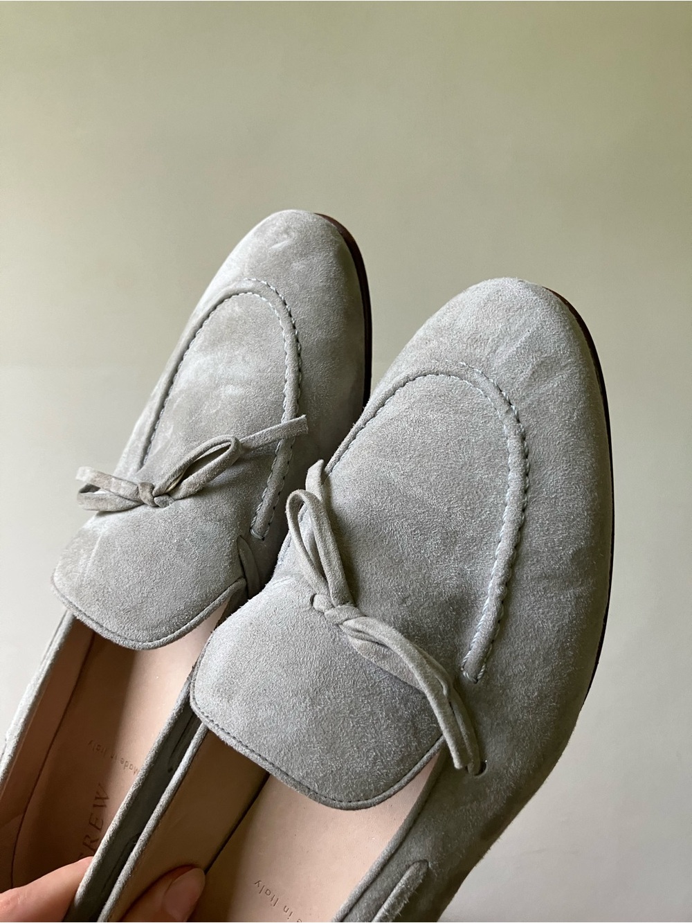 J. Crew | Grey Suede Bow Driving Loafer - Picture 3 of 8